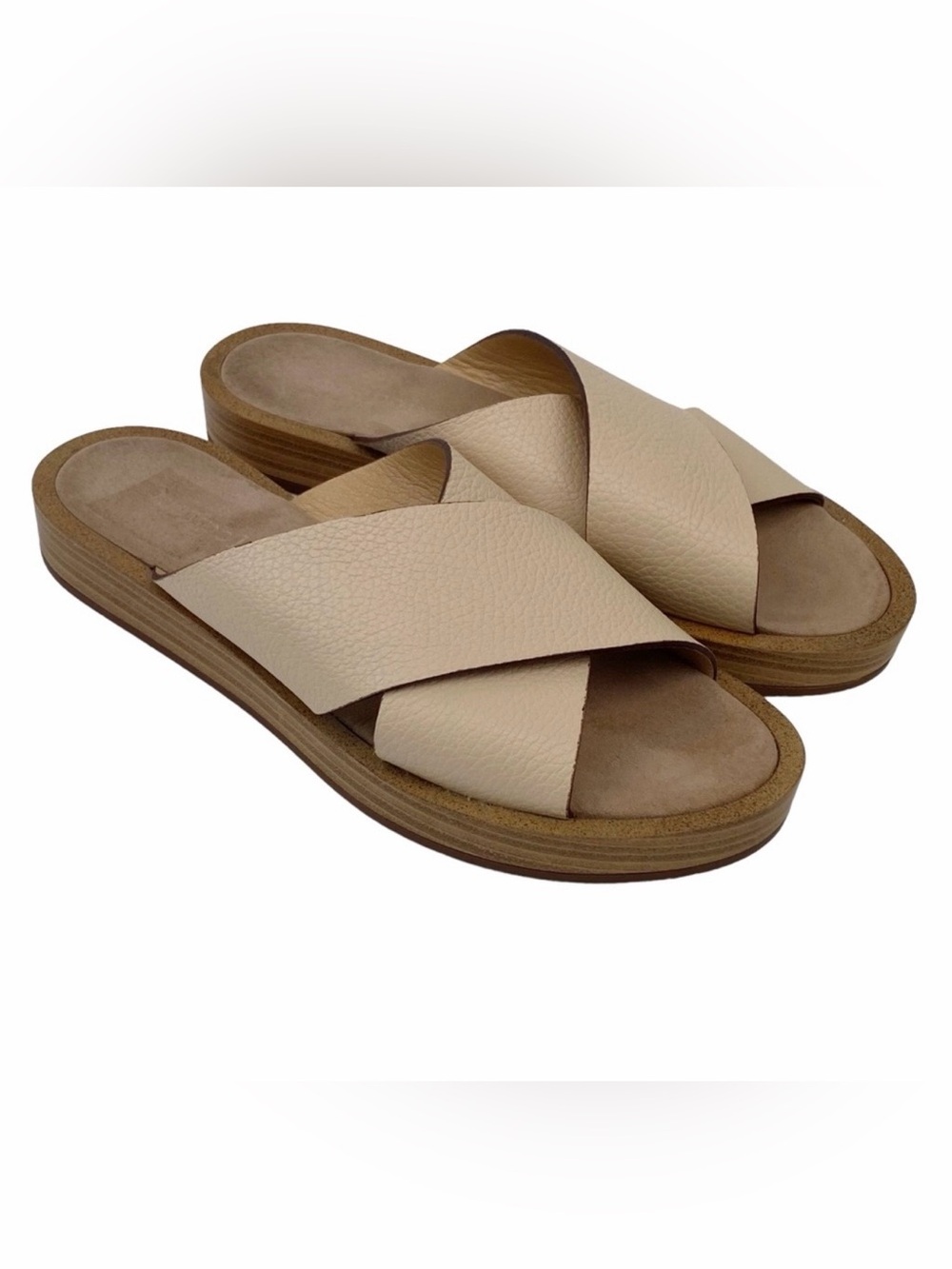 Maypol Leather Sandals Open Toe Slip On Shoes Made in Spain Size 39 Cream Nude